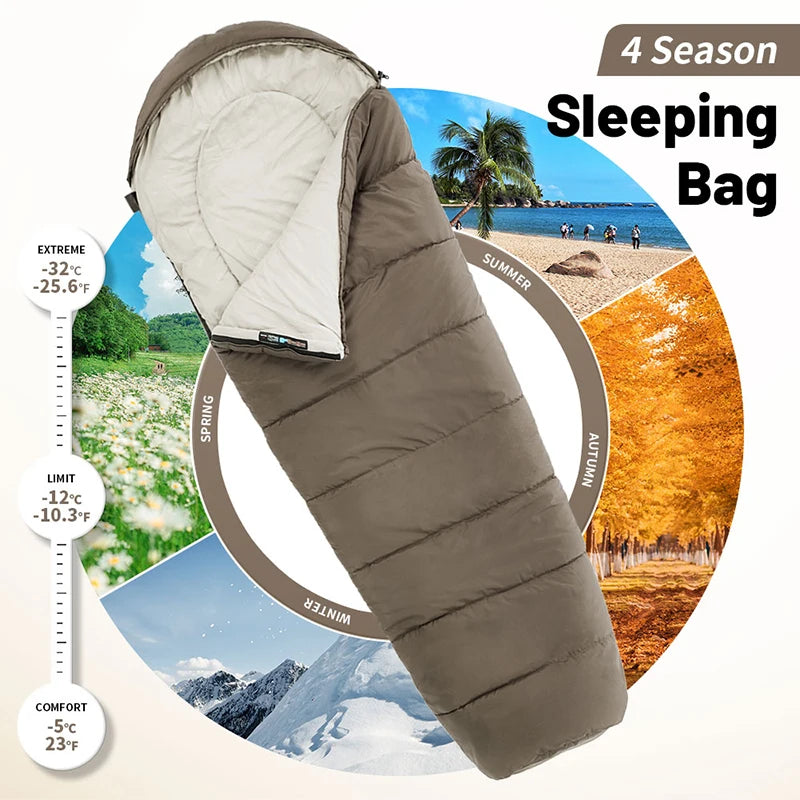 Person comfortably sleeping inside the Naturehike MJ600, showing the mummy style design tailored for cold weather insulation.