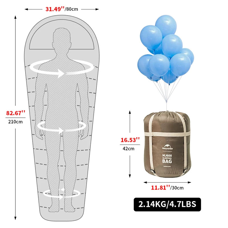 Naturehike Alpine Series MJ600 displayed in an autumn camping setting, emphasizing its warmth for temperatures down to -12℃.
