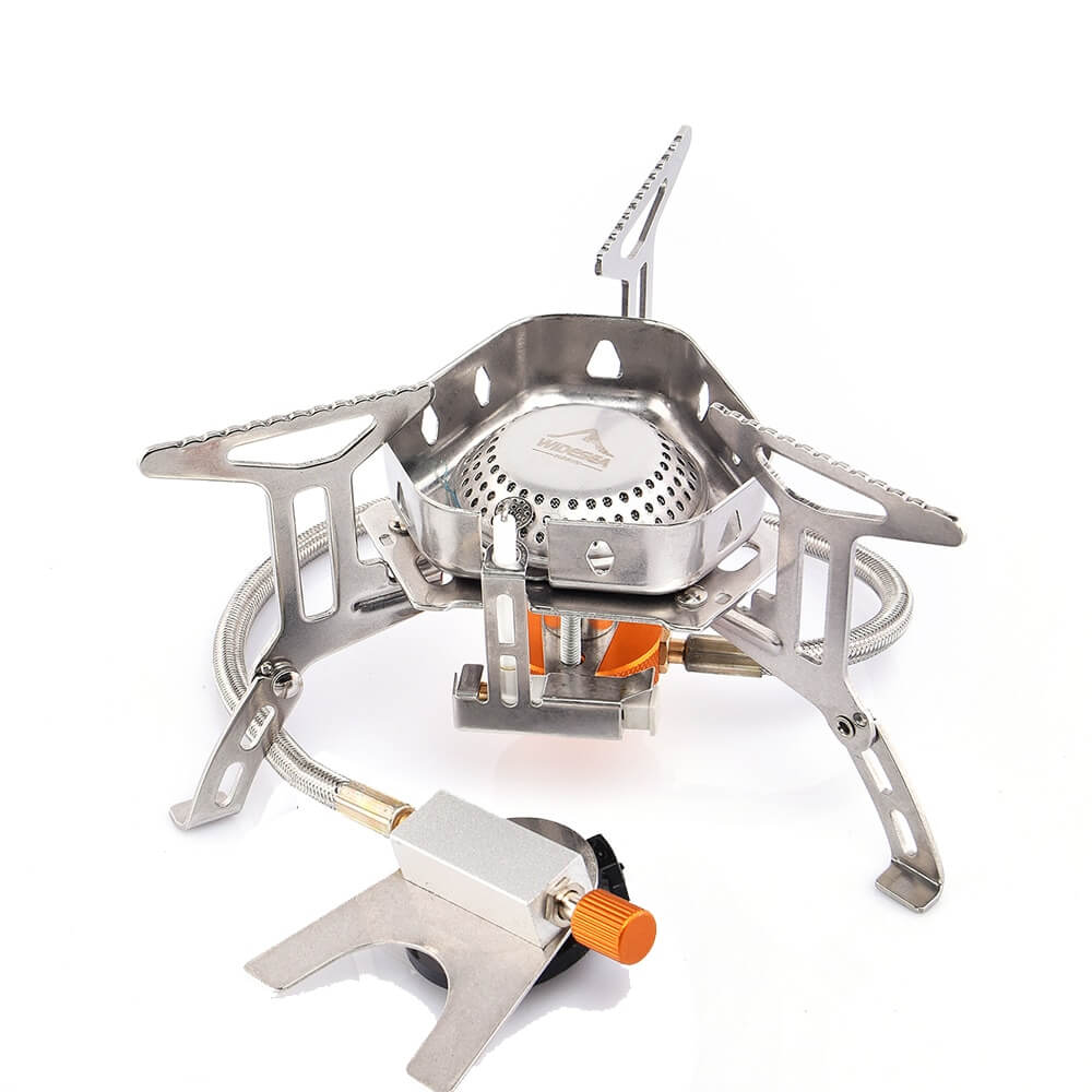 Anti-slip stand for stability with windproof gas burner