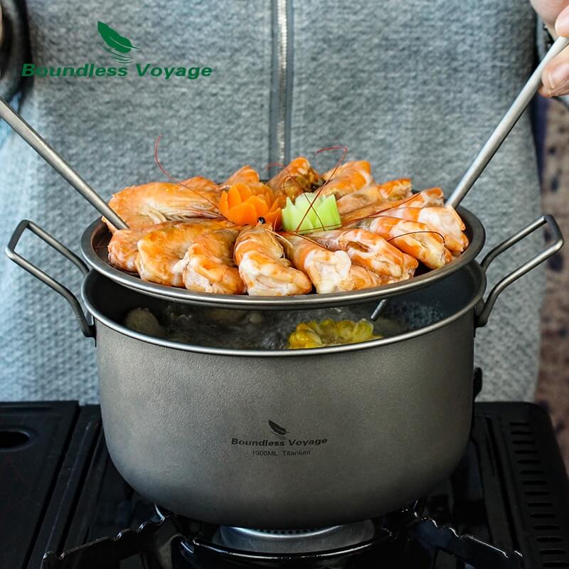 Lightweight and durable titanium cookware set for camping and backpacking"