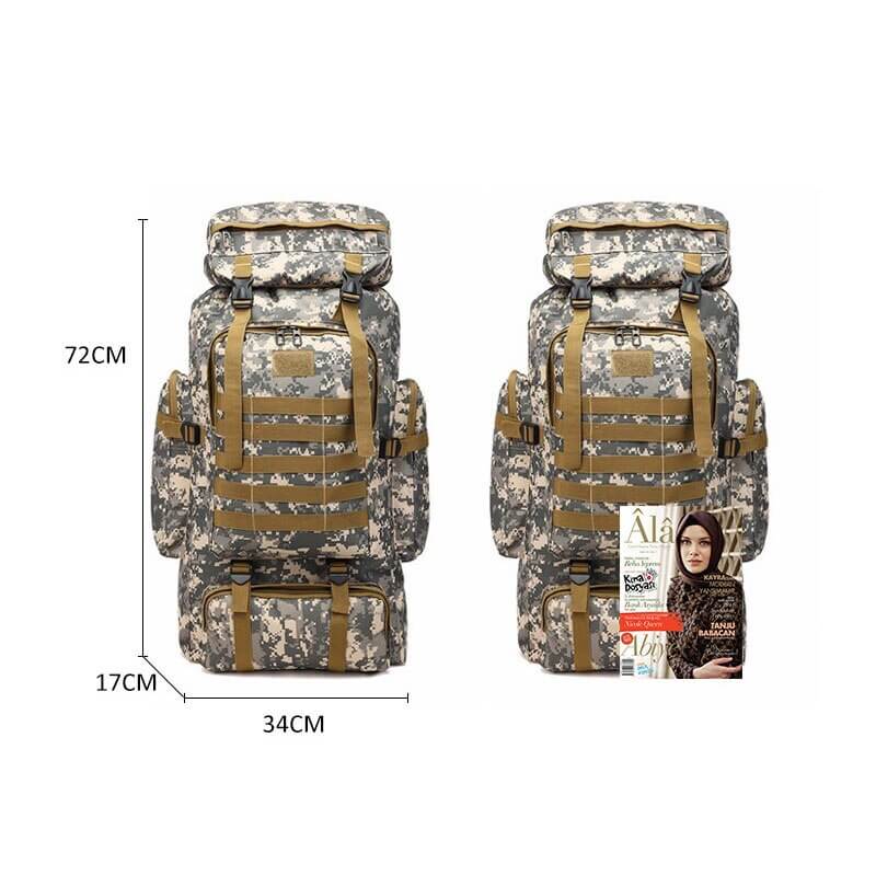 Comparison of Voyager 80L backpack capacity with other backpack sizes