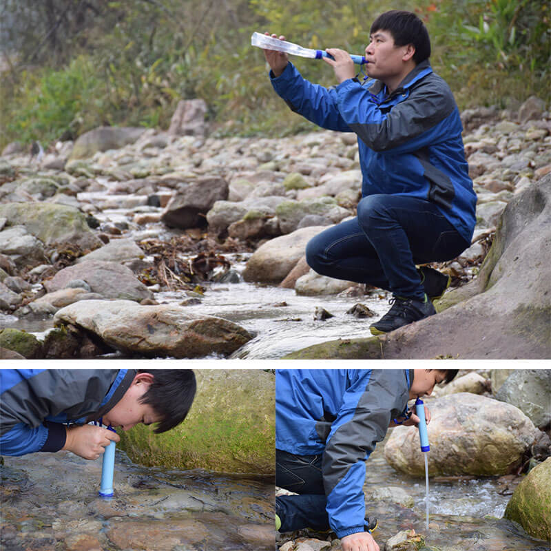 Stylish blue water purification straw
