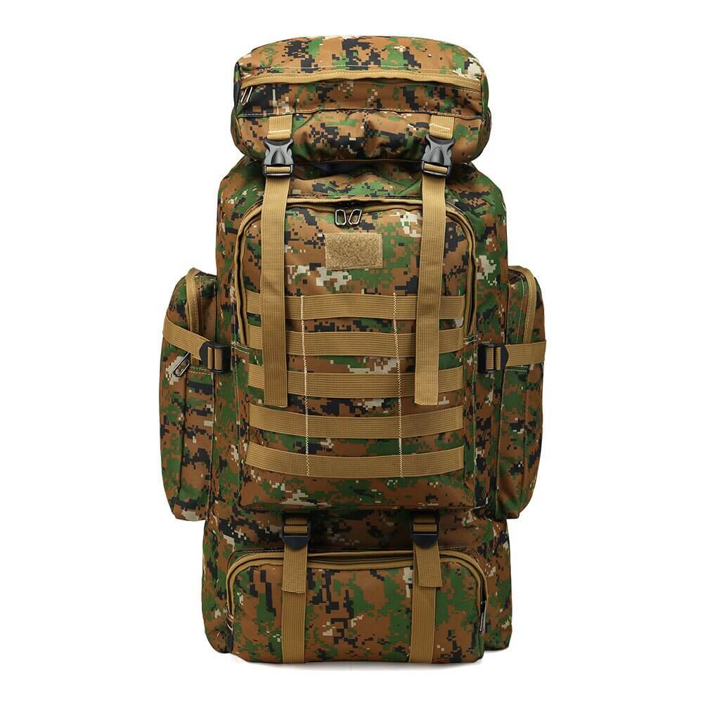 Voyager 80L backpack alongside camping gear