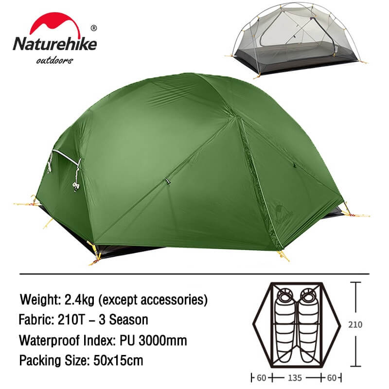 High-quality nylon fabric of Naturehike Mongar Ultralight 2-Person Camping Tent