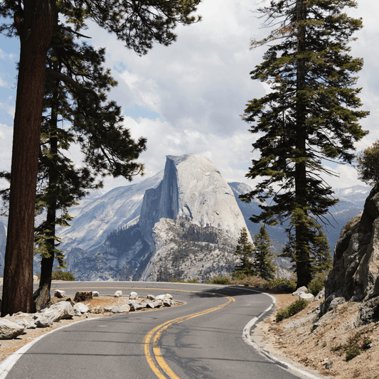 Scenic road leading to Yosemite National Park amidst the mountains