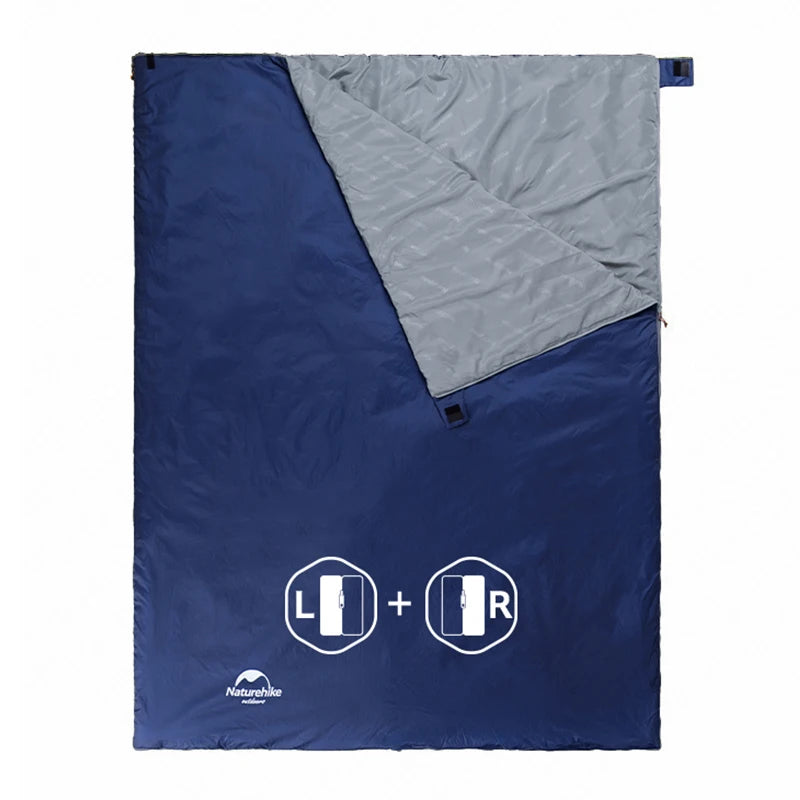 Person comfortably sleeping in the Naturehike Starlite LW180, showcasing the ample space and cotton filling for optimal warmth in temperatures between 15℃ to 5℃.