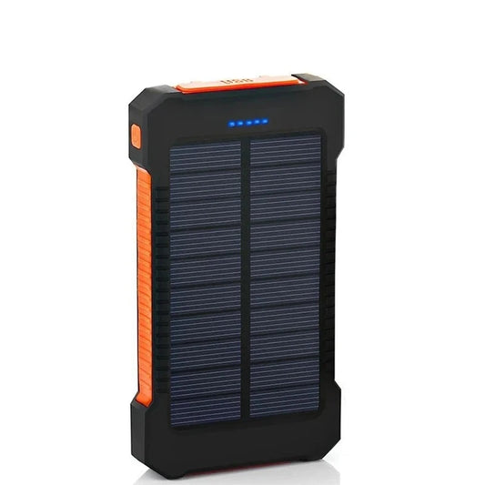 Expedition Max 200K Solar Power Bank featuring a large 200,000mAh capacity, displayed with USB-A and USB-Type C ports for versatile device charging.