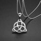 Elegant display of the Celtic Trinity Knot pendant on a 23.6-inch alloy and zinc necklace, highlighting its craftsmanship and timeless silver finish.