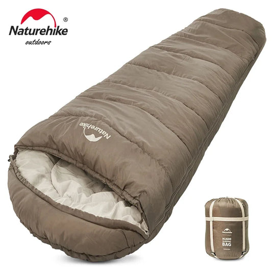 Setup of the Naturehike MJ300 sleeping bag under the stars, with the sleeping bag fully extended and ready for a comfortable night's sleep.