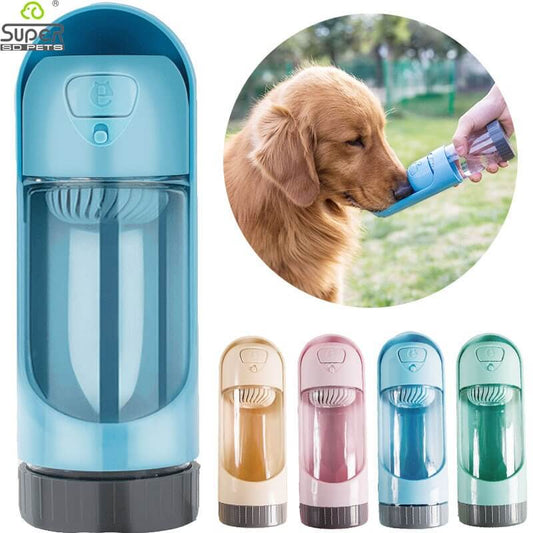 Colorful pet water bottles in orange, red, green, and blue