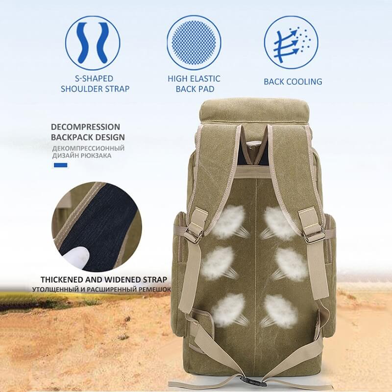 Back cooling system on Tactical 70L backpack