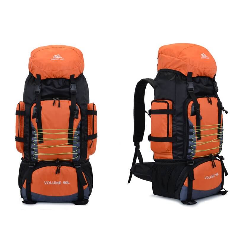 Voyager 90L backpack in use on a camping or hiking trip