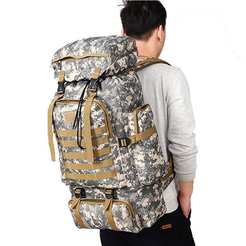 Voyager 80L backpack made of durable nylon material for rugged use