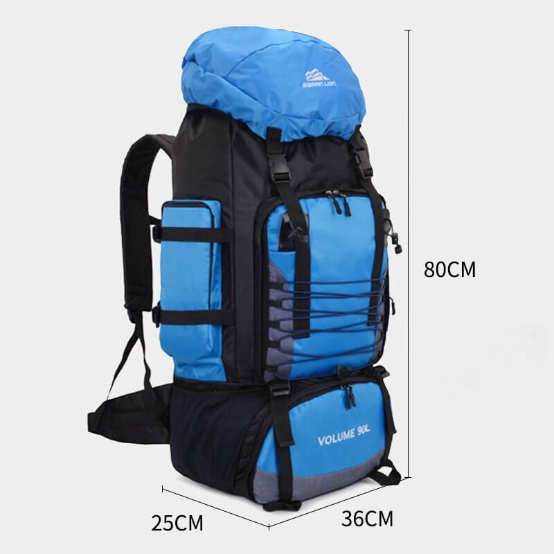 Comparison of Voyager 90L backpack capacity with other backpack sizes