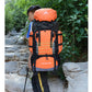 Voyager 90L backpack alongside camping or hiking gear