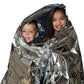 Gold or silver emergency blanket for heat retention