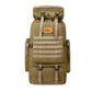 Tactical 70L backpack alongside camping gear